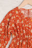 Kids Floral Long Sleeve Elastic Waist Tiered Dress