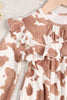 Kids Shirring Ruffle Detail Long Sleeve Animal Printed Dress