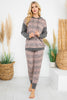 Leopard Stripe Long Sleeve Hoodie Top & Jogger Set