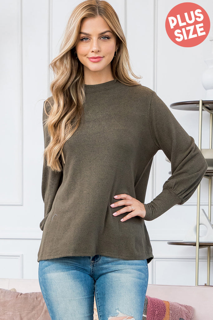 Puff Sleeve Mock Neck Top