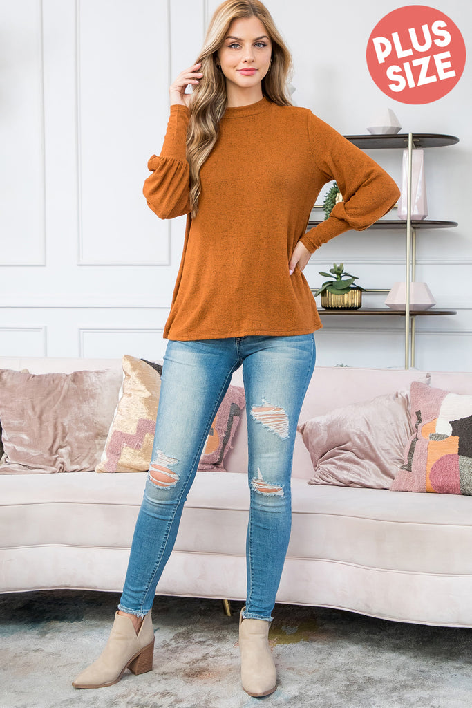 Puff Sleeve Mock Neck Top