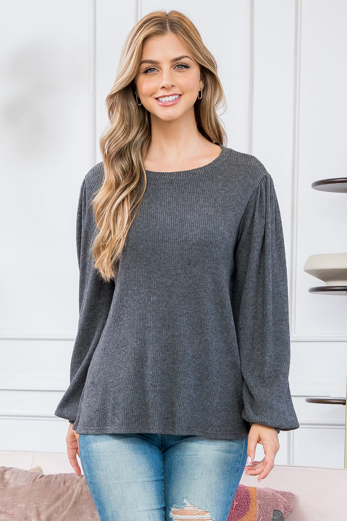 Puff Sleeve Bella Rib Top