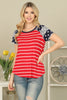 Star Printed Sleeve Stripe Raglan Top