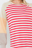 Color Block Long Sleeve Stripe Top