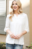 Swiss Dot Quarter Sleeve Notch Neckline