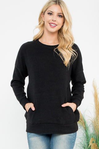 Solid Front Pockets Open Cardigan