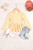 Kids Stripe Reverse Cover Stitched Shirring Hem Top