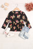 Kids Floral Reverse Cover Stitched Shirring Hem Top