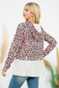 Solid Hem Leopard Hoodie Top