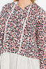Solid Hem Leopard Hoodie Top