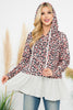 Solid Hem Leopard Hoodie Top