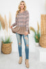 Solid Hem Striped Leopard Hoodie Top
