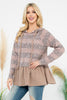 Solid Hem Striped Leopard Hoodie Top