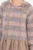 Solid Hem Striped Leopard Hoodie Top