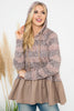 Solid Hem Striped Leopard Hoodie Top