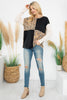 Color Block Contrast Leopard Long Sleeve Top