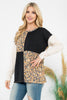 Color Block Contrast Leopard Long Sleeve Top
