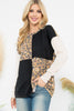 Color Block Contrast Leopard Long Sleeve Top