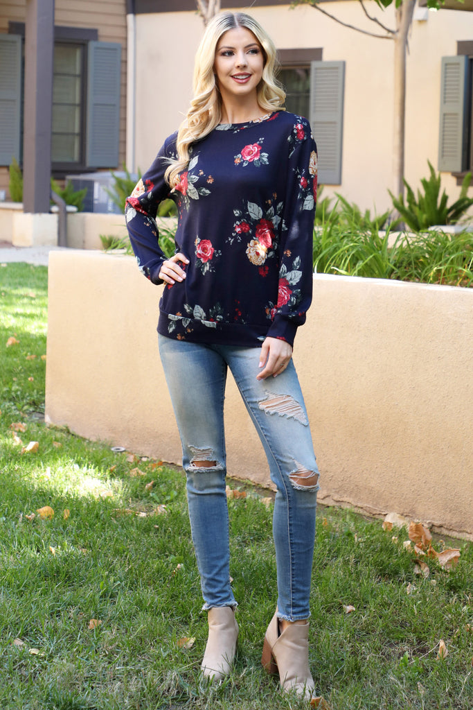 Floral Long Sleeve Pullover Top