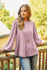 Solid Puff Long Sleeve Straight Hem