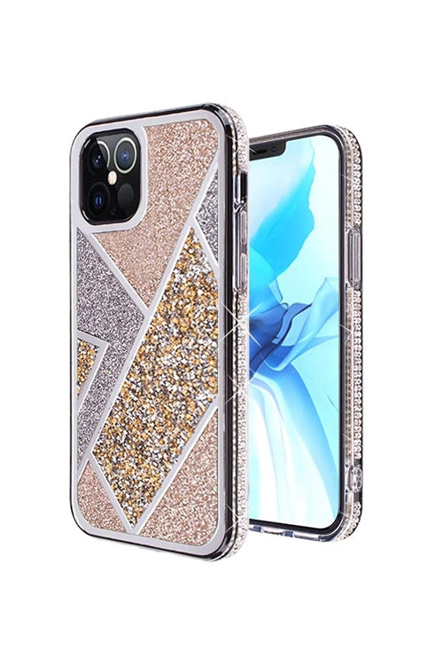 FOR iPHONE 12/PRO (6.1 ONLY) RHOMBUS BLING GLITTER DIAMOND CASE COVER