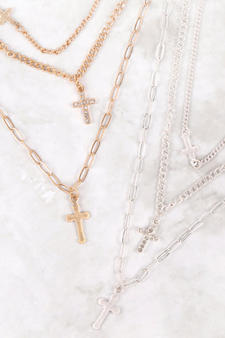 RHINESTONE 47" CROSS SLIDER NECKLACE