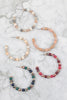 WOOD, MIX BEADS HOOP EARRINGS