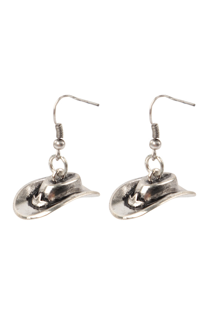 WESTERN 3D COWBOY HAT FISH HOOK EARRINGS