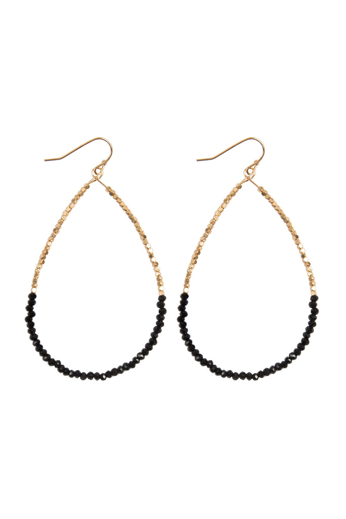 HALF CCB HALF RONDELLE BEADS TEARDROP EARRINGS