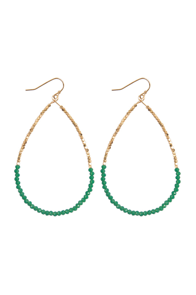HALF CCB HALF RONDELLE BEADS TEARDROP EARRINGS