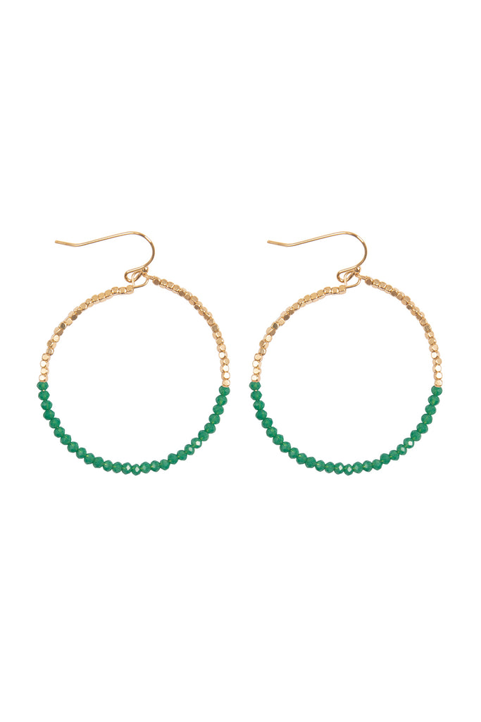 HALF CCB HALF RONDELLE BEADS CIRCLE FISH HOOK EARRINGS