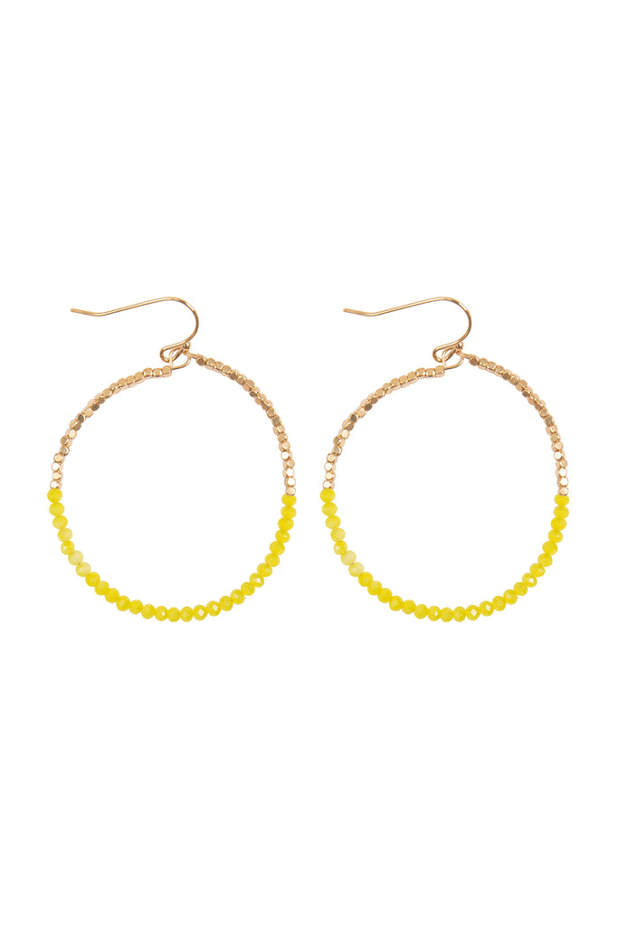 HALF CCB HALF RONDELLE BEADS CIRCLE FISH HOOK EARRINGS