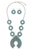 FLOWER ARC NATURAL STONE WESTERN CONCHO STATEMENT NECKLACE AND EARRING SET