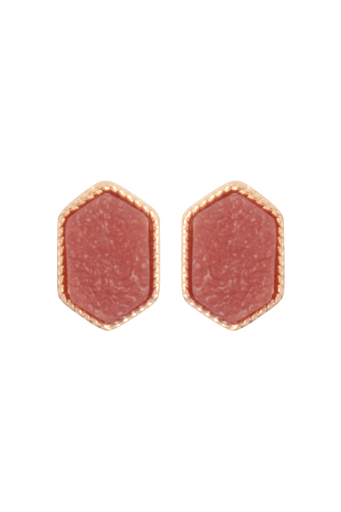DRUZY HEXAGON POST EARRINGS