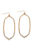 HEXAGON HAMMERED W/ PAVE RHINESTONE DROP FISH HOOK EARRINGS
