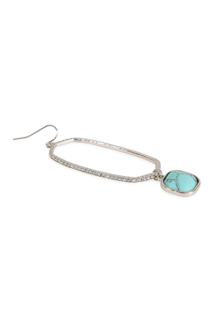 PAVE RHINESTONE HEXAGON SHAPE DROP HOOK EARRINGS