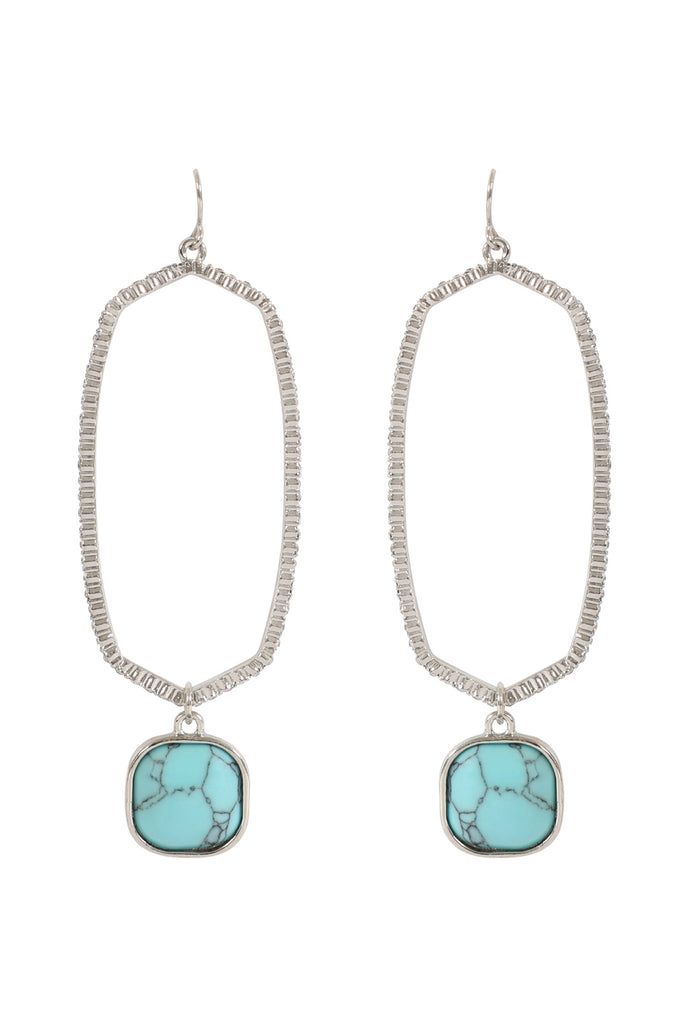 PAVE RHINESTONE HEXAGON SHAPE DROP HOOK EARRINGS