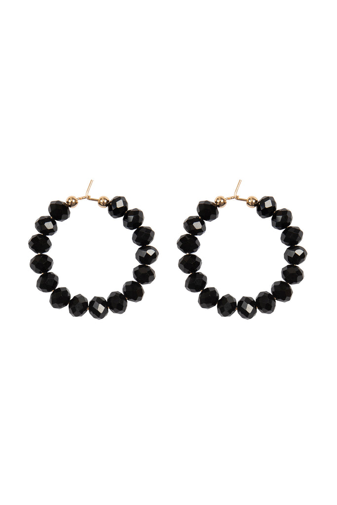 RONDELLE BEADS ROUND HOOP EARRINGS