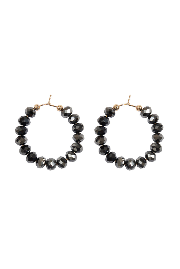 RONDELLE BEADS ROUND HOOP EARRINGS
