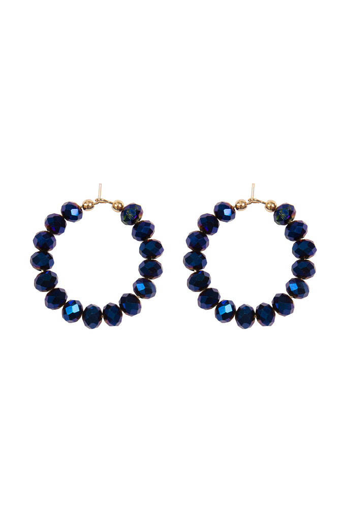 RONDELLE BEADS ROUND HOOP EARRINGS