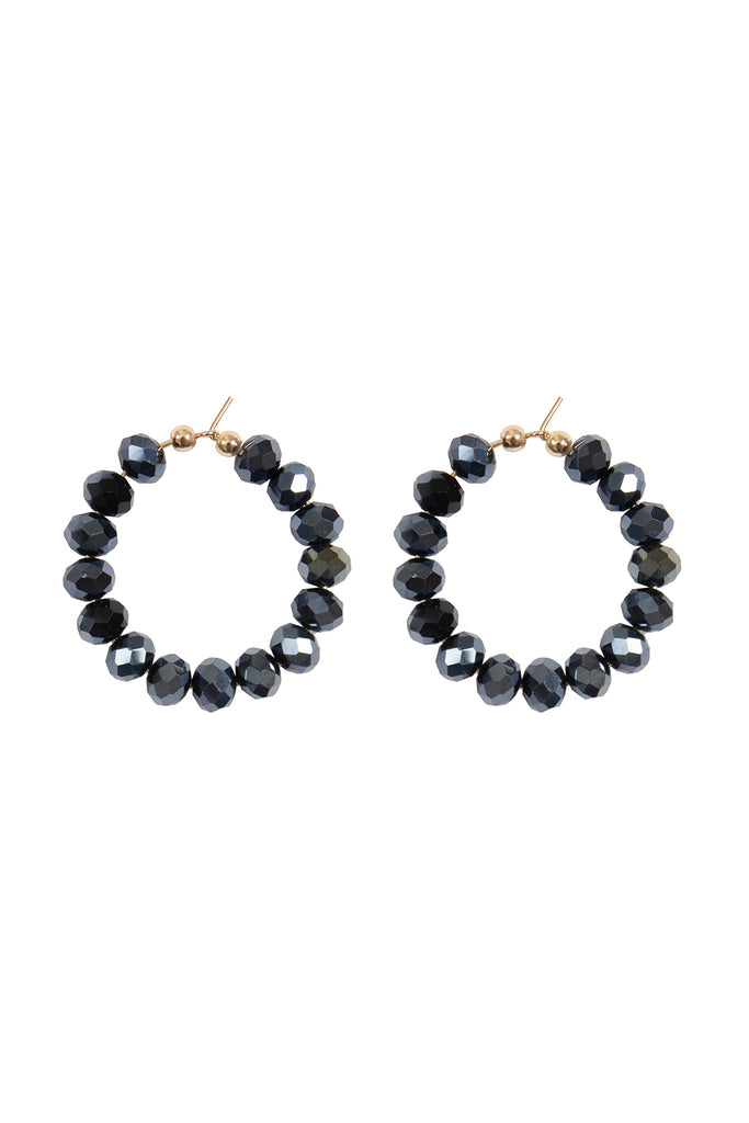 RONDELLE BEADS ROUND HOOP EARRINGS