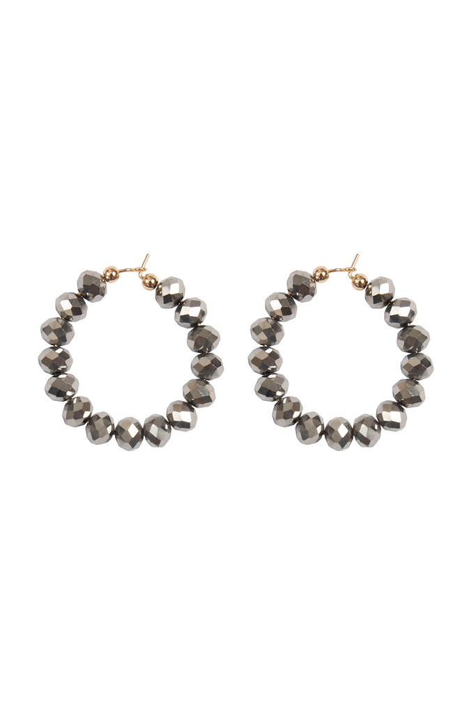 RONDELLE BEADS ROUND HOOP EARRINGS