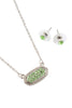 RHINESTONE DRUZY OVAL NECKLACE STUD EARRINGS SET