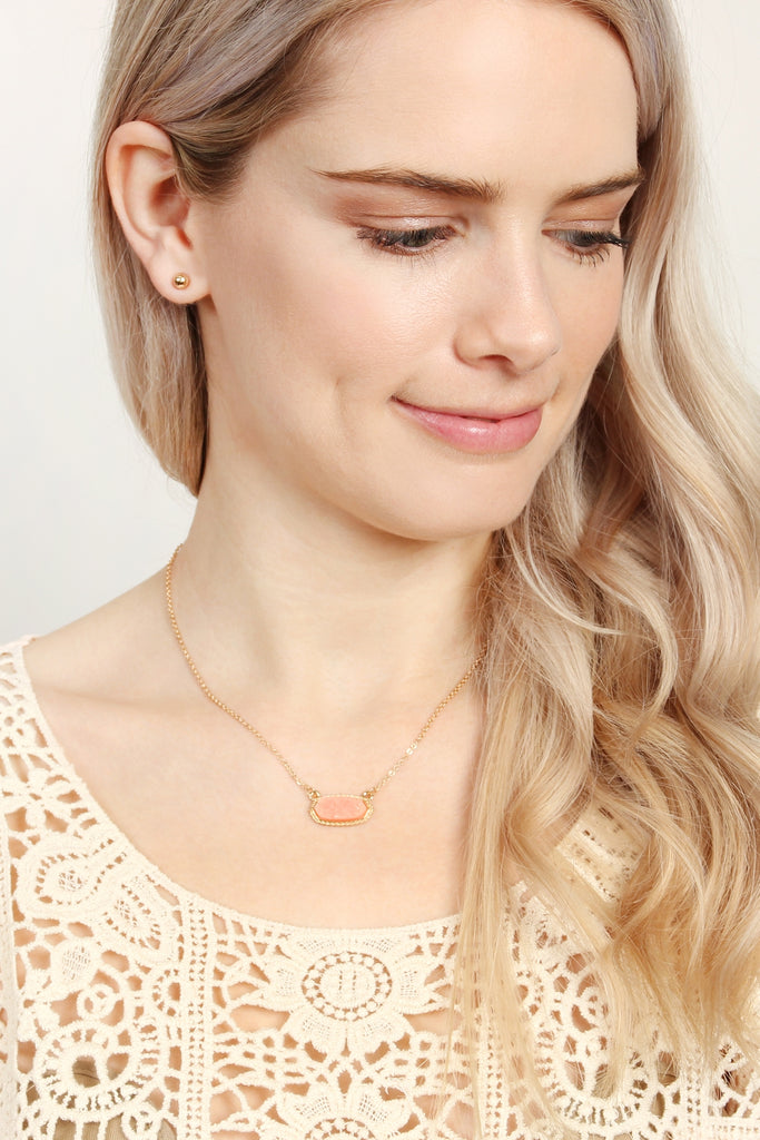 Druzy Stone Oval Stone Pendant  Necklace