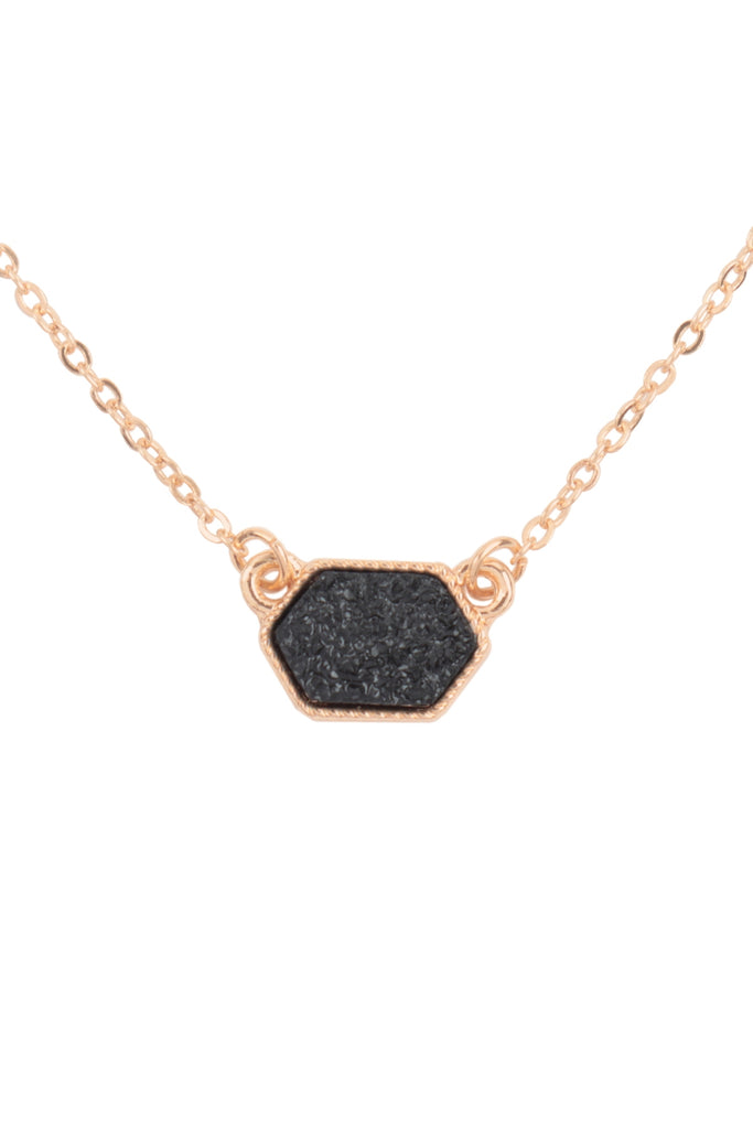 Druzy Hexagon  Necklaces with stud Earrings