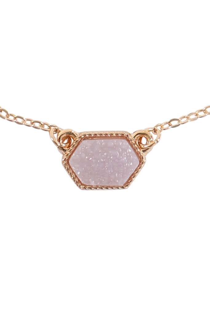 Druzy Hexagon  Necklaces with stud Earrings