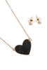 VALENTINE HEART DRUZY PENDANT NECKLACE AND EARRING SET