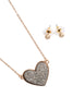VALENTINE HEART DRUZY PENDANT NECKLACE AND EARRING SET