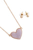 VALENTINE HEART DRUZY PENDANT NECKLACE AND EARRING SET