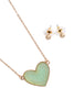 VALENTINE HEART DRUZY PENDANT NECKLACE AND EARRING SET